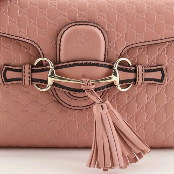 NEW Gucci Emily Guccissima Pink Small Crossbody Bag Horse-bit embellishment - Picture 5 of 10